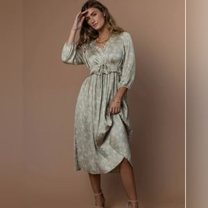 Bohme midi dress, medium, light green floral